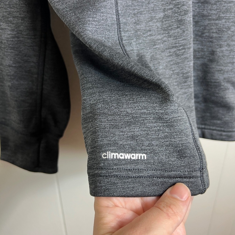 Adidas Climawarm Mens M 1/4 Zip Pullover Gray Heathered Fleece‎ Sweatshirt - Picture 7 of 9